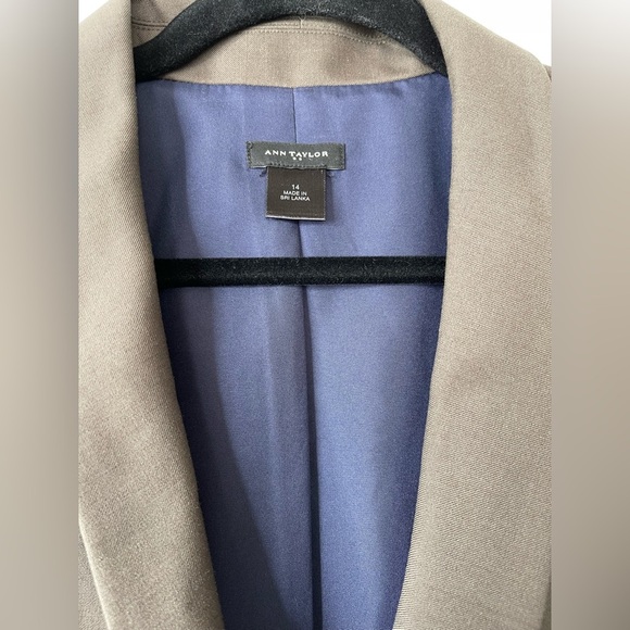 Ann Taylor sage green one button wool blazer jacket size 14 preppy career - Picture 2 of 5